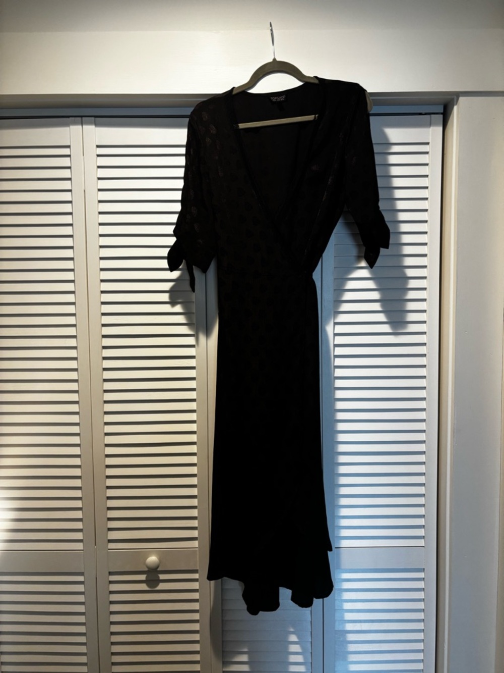Topshop Black Women's Wrap Midi Dress